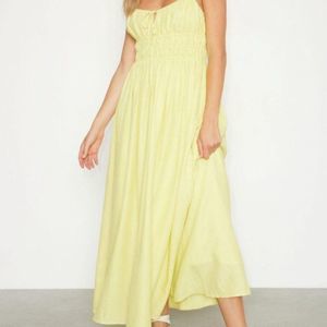 DYNAMITE LINEN BLEND MAXI - YELLOW GREEN